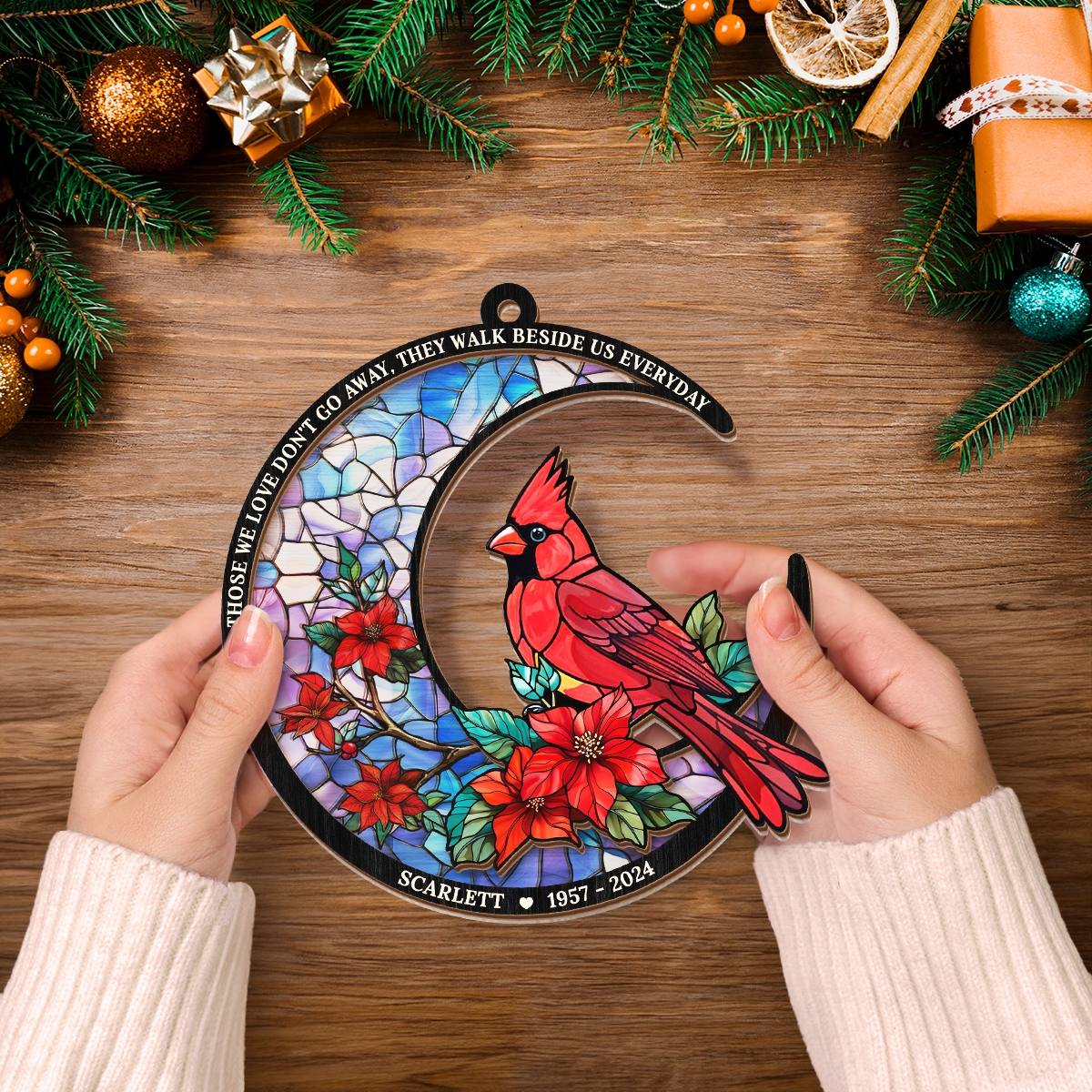 Personalized Memorial Suncatcher Ornament, Custom Window Hanging Keepsake, Loss of Loved Ones Sympathy Christmas Ornaments