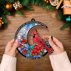 Personalized Memorial Suncatcher Ornament, Custom Window Hanging Keepsake, Loss of Loved Ones Sympathy Christmas Ornaments