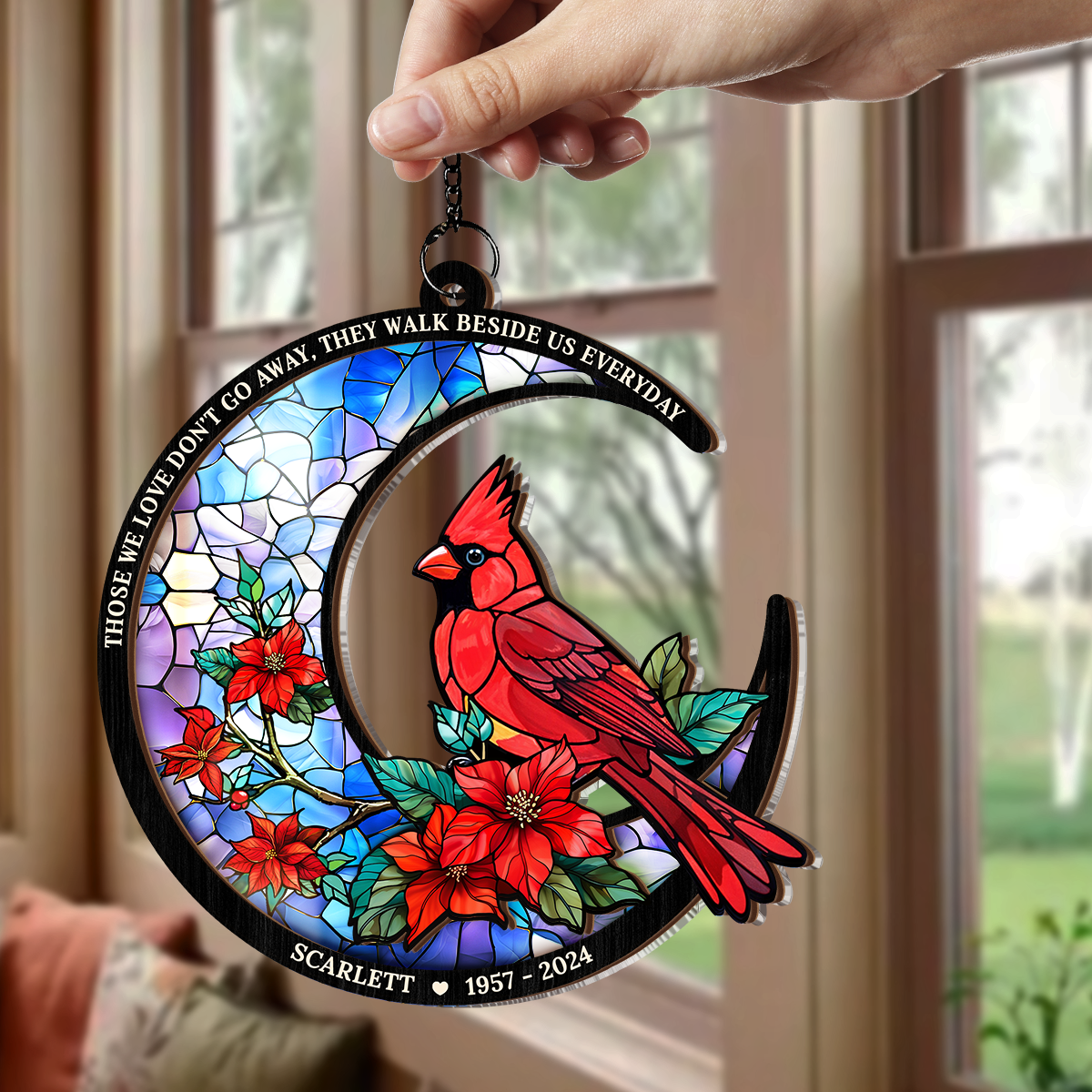 Personalized Memorial Suncatcher Ornament, Custom Window Hanging Keepsake, Loss of Loved Ones Sympathy Christmas Ornaments