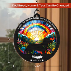 Personalized Pet Memorial Ornament, Dog Memorial Rainbow Bridge Suncatcher Ornament, Sympathy Gift Christmas Ornaments for Dog Lovers