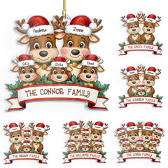 Personalized Family Ornament - Customized Shaped Acrylic Ornaments, Custom Name Reindeer Xmas Ornament, Customized Christmas Hanging Decoration Gifts