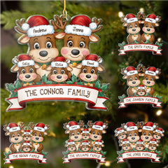 Personalized Family Ornament - Customized Shaped Acrylic Ornaments, Custom Name Reindeer Xmas Ornament, Customized Christmas Hanging Decoration Gifts