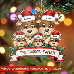 Personalized Family Ornament - Customized Shaped Acrylic Ornaments, Custom Name Reindeer Xmas Ornament, Customized Christmas Hanging Decoration Gifts