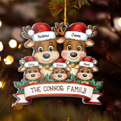 Personalized Family Ornament - Customized Shaped Acrylic Ornaments, Custom Name Reindeer Xmas Ornament, Customized Christmas Hanging Decoration Gifts