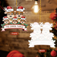 Personalized Family Ornament - Customized Shaped Acrylic Ornaments, Custom Name Reindeer Xmas Ornament, Customized Christmas Hanging Decoration Gifts