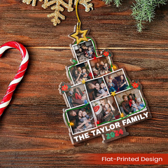 Personalized Family Name Photo Ornament - Customized Photo Christmas Tree Shaped Acrylic Ornaments, Custom Ornaments, Birthday Gift for Family Members