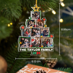 Personalized Family Name Photo Ornament - Customized Photo Christmas Tree Shaped Acrylic Ornaments, Custom Ornaments, Birthday Gift for Family Members