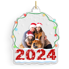 Personalized Family Photo Ornament - Customized Photo Snow Globe Shaped Acrylic Ornaments, Custom Picture Ornaments, Birthday Gift for Family Members