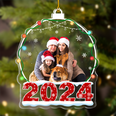 Personalized Family Photo Ornament - Customized Photo Snow Globe Shaped Acrylic Ornaments, Custom Picture Ornaments, Birthday Gift for Family Members