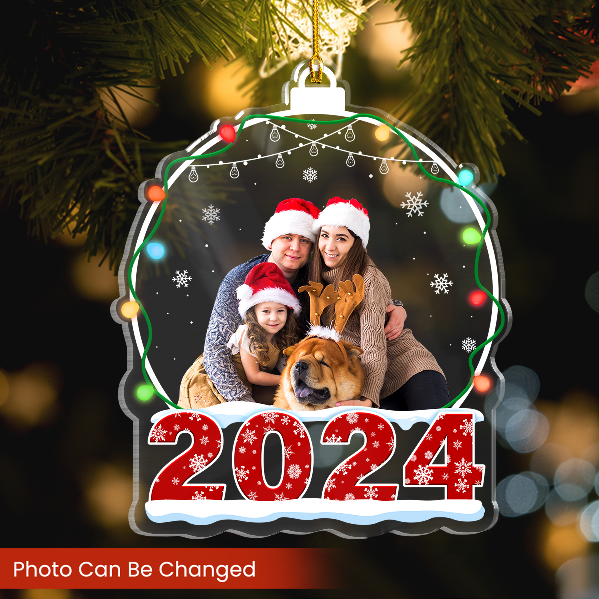 Personalized Family Photo Ornament - Customized Photo Snow Globe Shaped Acrylic Ornaments, Custom Picture Ornaments, Birthday Gift for Family Members
