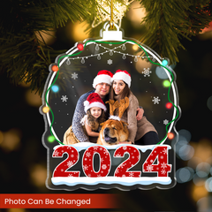 Personalized Family Photo Ornament - Customized Photo Snow Globe Shaped Acrylic Ornaments, Custom Picture Ornaments, Birthday Gift for Family Members