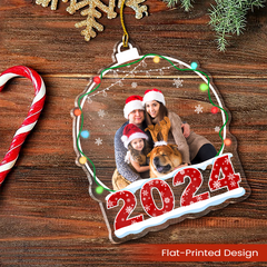 Personalized Family Photo Ornament - Customized Photo Snow Globe Shaped Acrylic Ornaments, Custom Picture Ornaments, Birthday Gift for Family Members