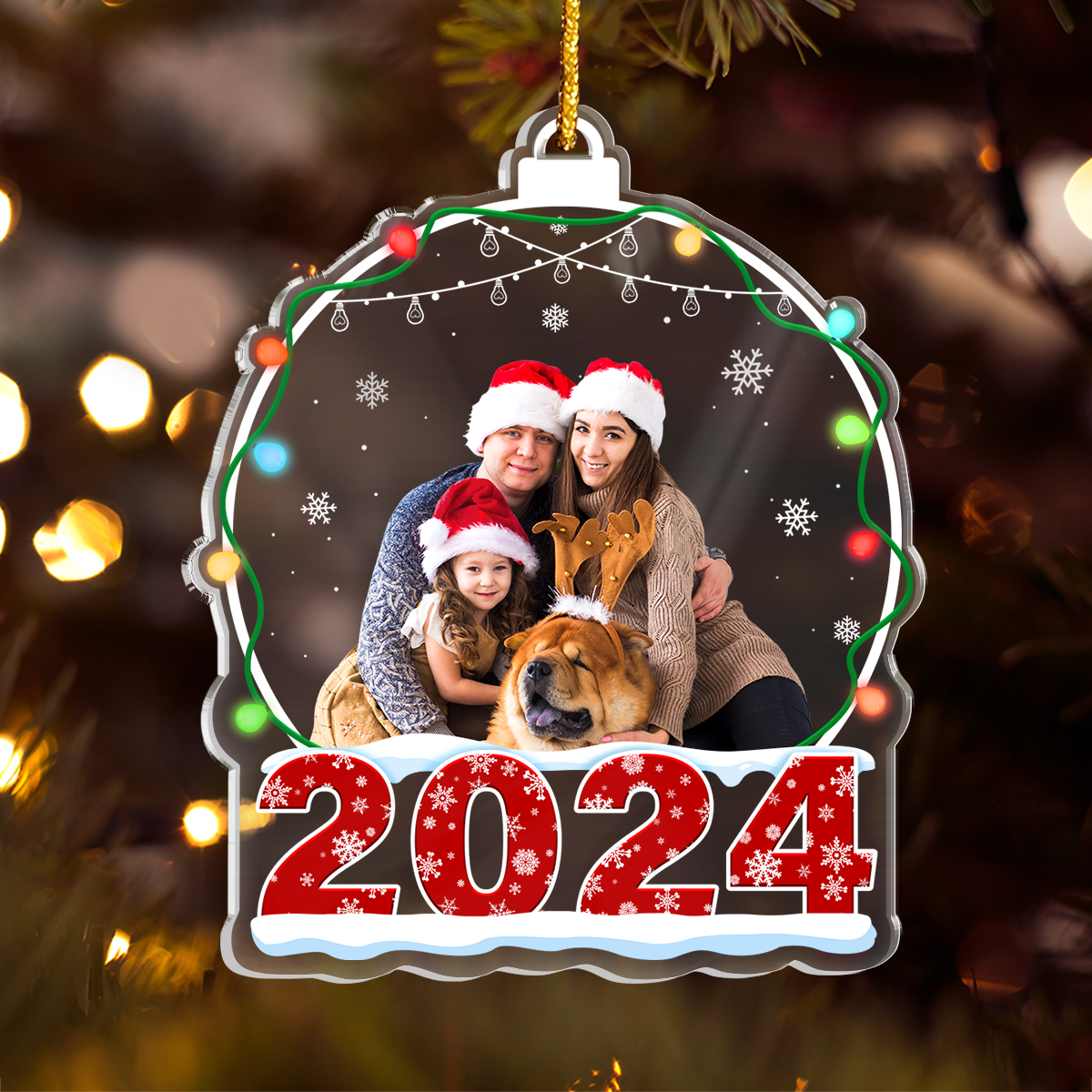 Personalized Family Photo Ornament - Customized Photo Snow Globe Shaped Acrylic Ornaments, Custom Picture Ornaments, Birthday Gift for Family Members