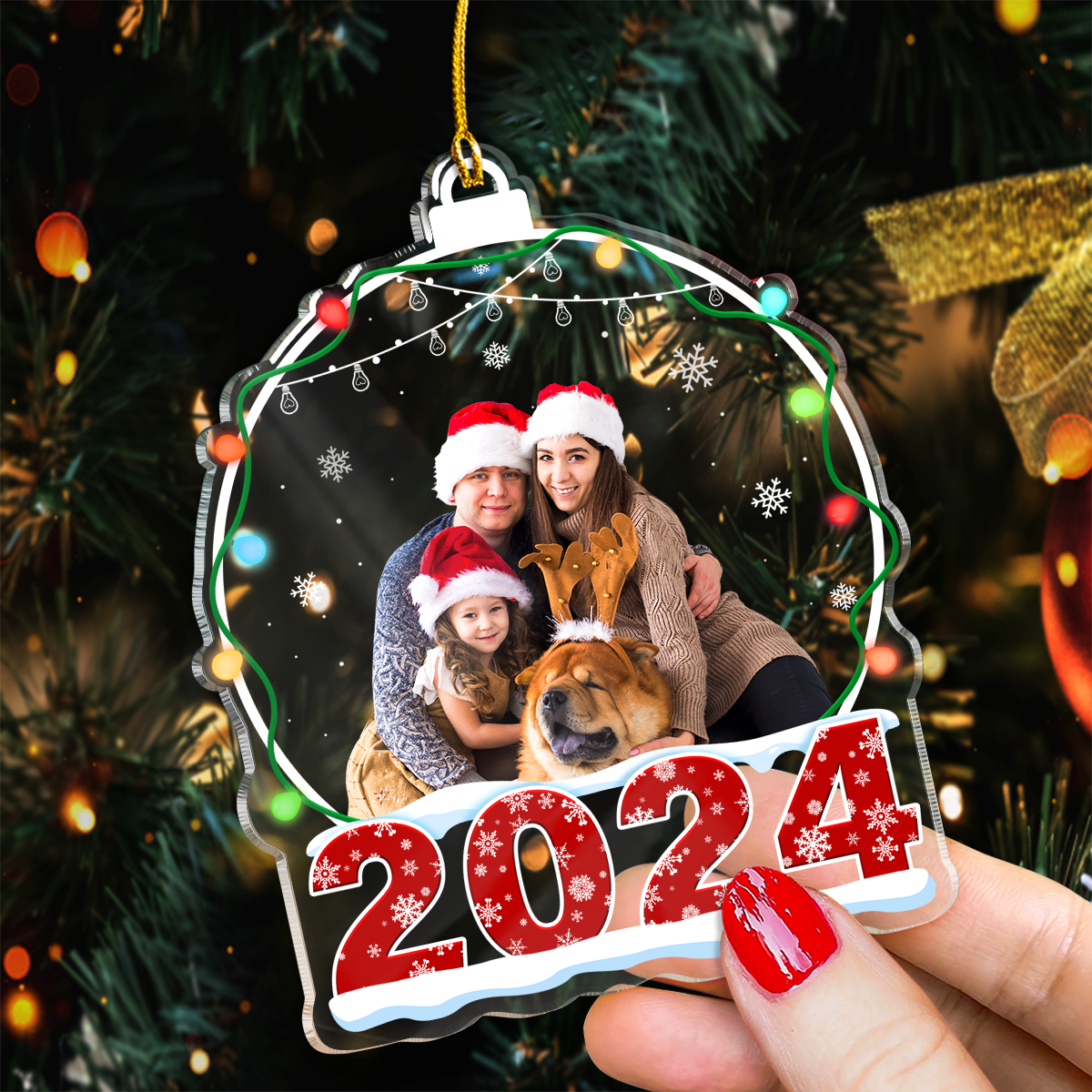 Personalized Family Photo Ornament - Customized Photo Snow Globe Shaped Acrylic Ornaments, Custom Picture Ornaments, Birthday Gift for Family Members