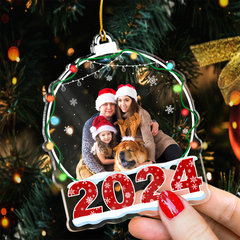 Personalized Family Photo Ornament - Customized Photo Snow Globe Shaped Acrylic Ornaments, Custom Picture Ornaments, Birthday Gift for Family Members