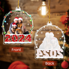 Personalized Family Photo Ornament - Customized Photo Snow Globe Shaped Acrylic Ornaments, Custom Picture Ornaments, Birthday Gift for Family Members