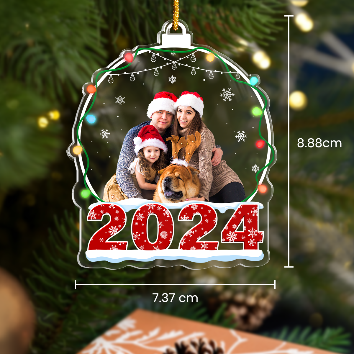 Personalized Family Photo Ornament - Customized Photo Snow Globe Shaped Acrylic Ornaments, Custom Picture Ornaments, Birthday Gift for Family Members