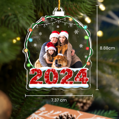 Personalized Family Photo Ornament - Customized Photo Snow Globe Shaped Acrylic Ornaments, Custom Picture Ornaments, Birthday Gift for Family Members