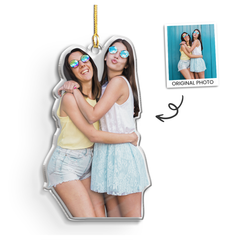 Personalized Best Friend Photo Ornament - Customized Besties Picture Shaped Acrylic Ornaments, Gift for Friends Bestie, Custom Christmas Ornaments