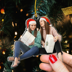 Personalized Best Friend Photo Ornament - Customized Besties Picture Shaped Acrylic Ornaments, Gift for Friends Bestie, Custom Christmas Ornaments
