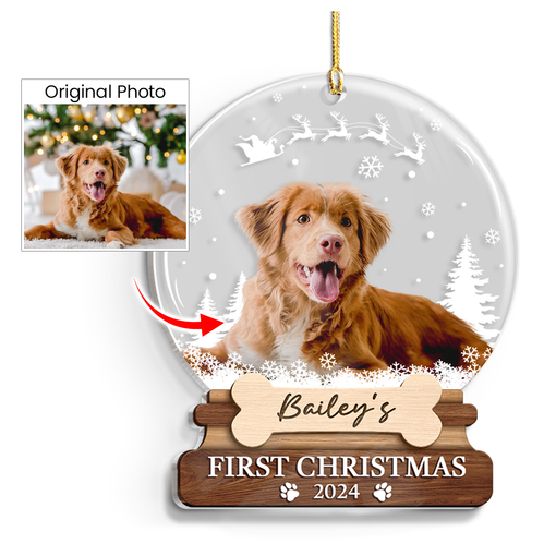 Personalized Dog Cat Photo Ornament - Customized Pets Photo Shaped Acrylic Ornaments, Acrylic Dog Cat First Christmas Ornaments, Gift for Pet Lovers