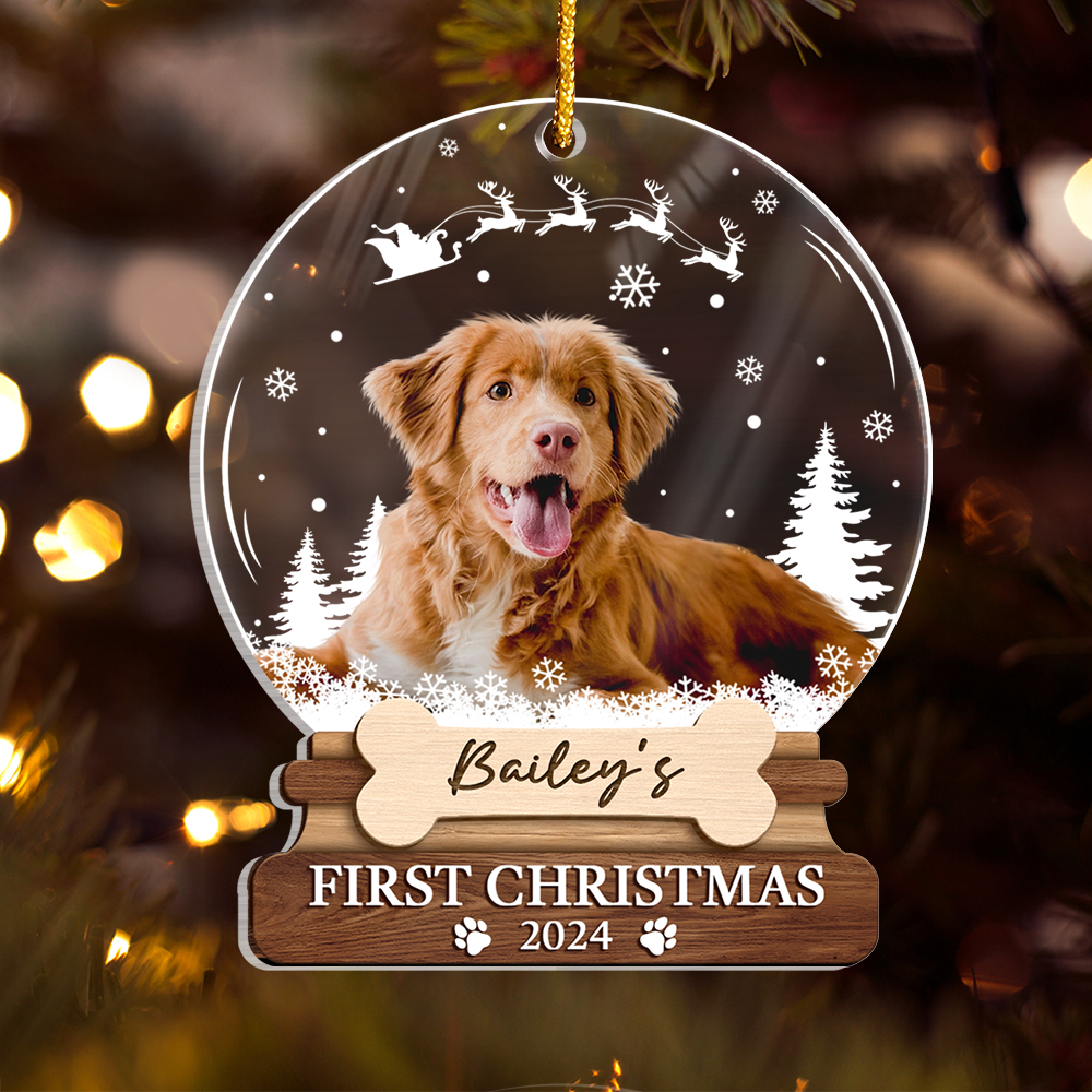 Personalized Dog Cat Photo Ornament - Customized Pets Photo Shaped Acrylic Ornaments, Acrylic Dog Cat First Christmas Ornaments, Gift for Pet Lovers