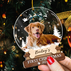 Personalized Dog Cat Photo Ornament - Customized Pets Photo Shaped Acrylic Ornaments, Acrylic Dog Cat First Christmas Ornaments, Gift for Pet Lovers