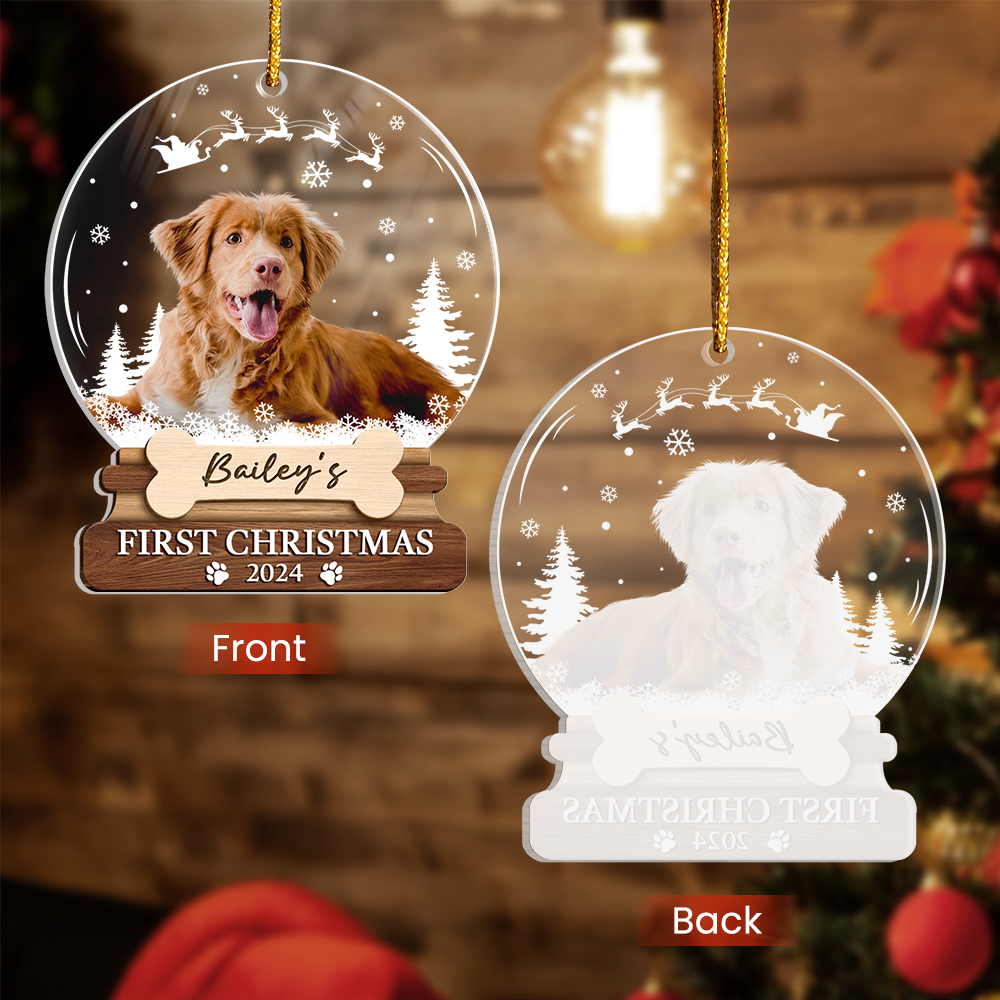 Personalized Dog Cat Photo Ornament - Customized Pets Photo Shaped Acrylic Ornaments, Acrylic Dog Cat First Christmas Ornaments, Gift for Pet Lovers