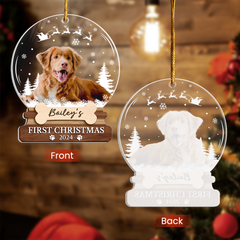Personalized Dog Cat Photo Ornament - Customized Pets Photo Shaped Acrylic Ornaments, Acrylic Dog Cat First Christmas Ornaments, Gift for Pet Lovers