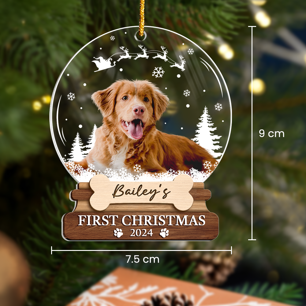 Personalized Dog Cat Photo Ornament - Customized Pets Photo Shaped Acrylic Ornaments, Acrylic Dog Cat First Christmas Ornaments, Gift for Pet Lovers