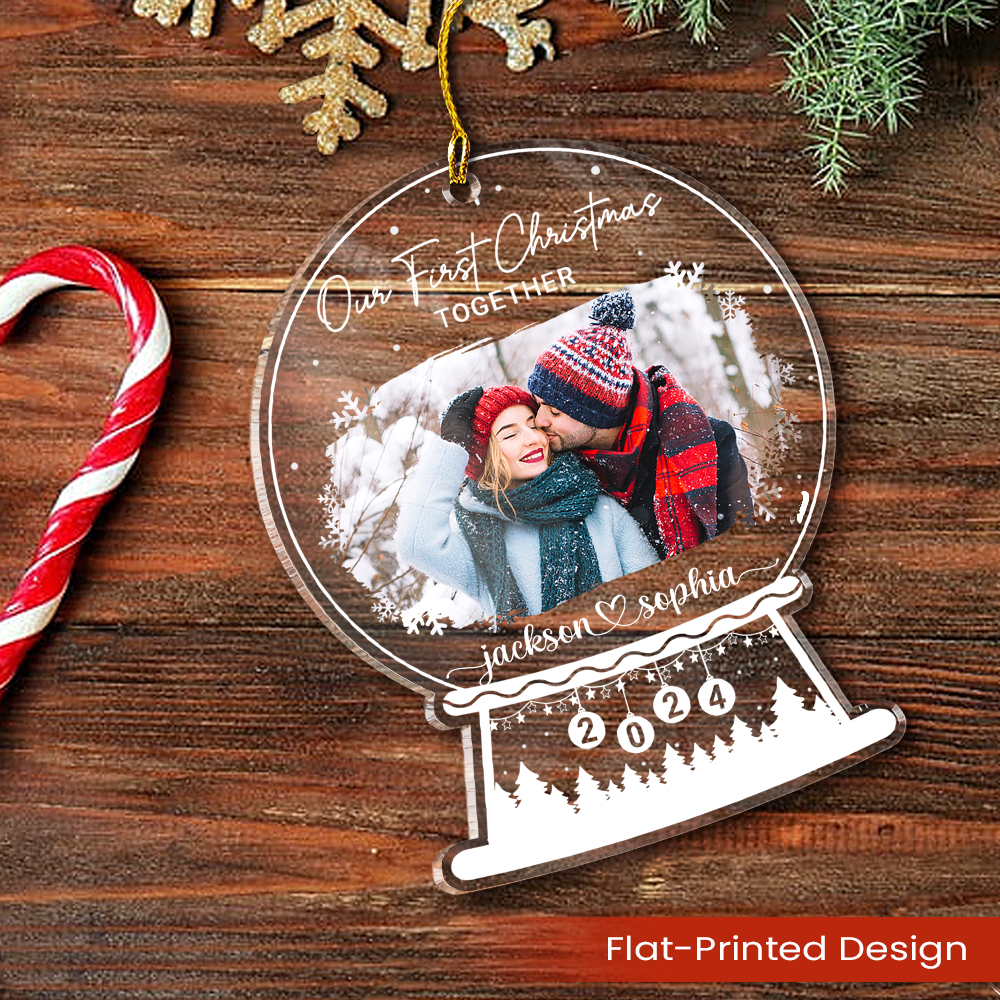 Personalized Couple Ornament - Customized Photo Shaped Acrylic Ornaments, Our First Christmas Together, Gifts for Couples