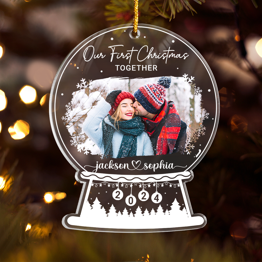 Personalized Couple Ornament - Customized Photo Shaped Acrylic Ornaments, Our First Christmas Together, Gifts for Couples