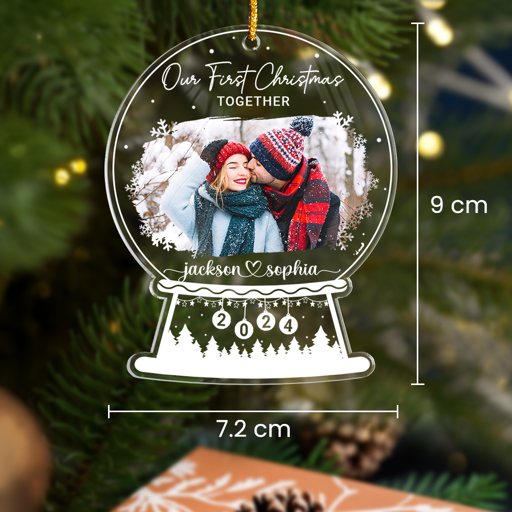 Personalized Couple Ornament - Customized Photo Shaped Acrylic Ornaments, Our First Christmas Together, Gifts for Couples