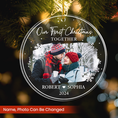 Personalized Couple Ornament - Customized Couple Photo Shaped Acrylic Ornaments, Our First Christmas Together, Gifts for Husband Wife