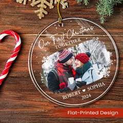 Personalized Couple Ornament - Customized Couple Photo Shaped Acrylic Ornaments, Our First Christmas Together, Gifts for Husband Wife