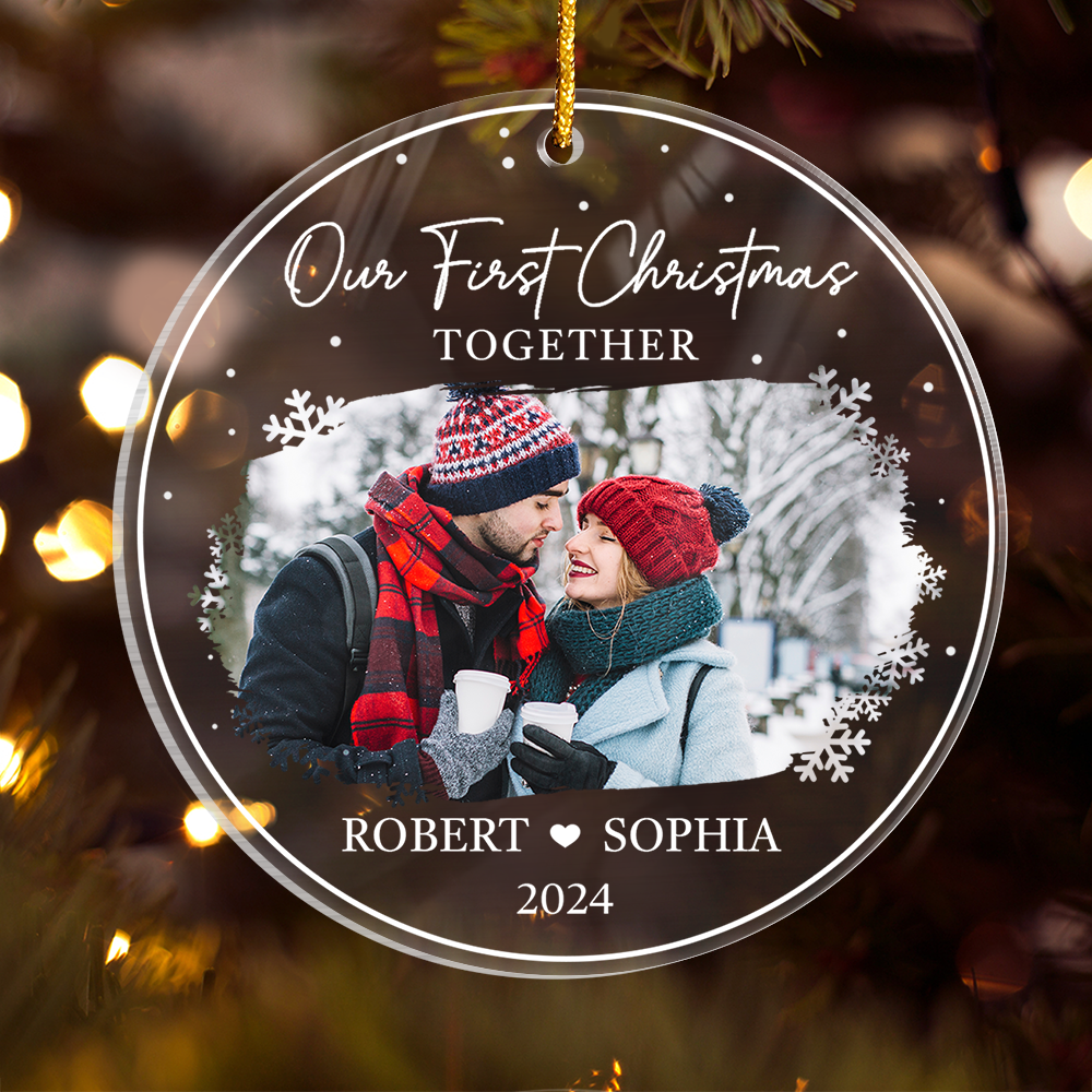 Personalized Couple Ornament - Customized Couple Photo Shaped Acrylic Ornaments, Our First Christmas Together, Gifts for Husband Wife