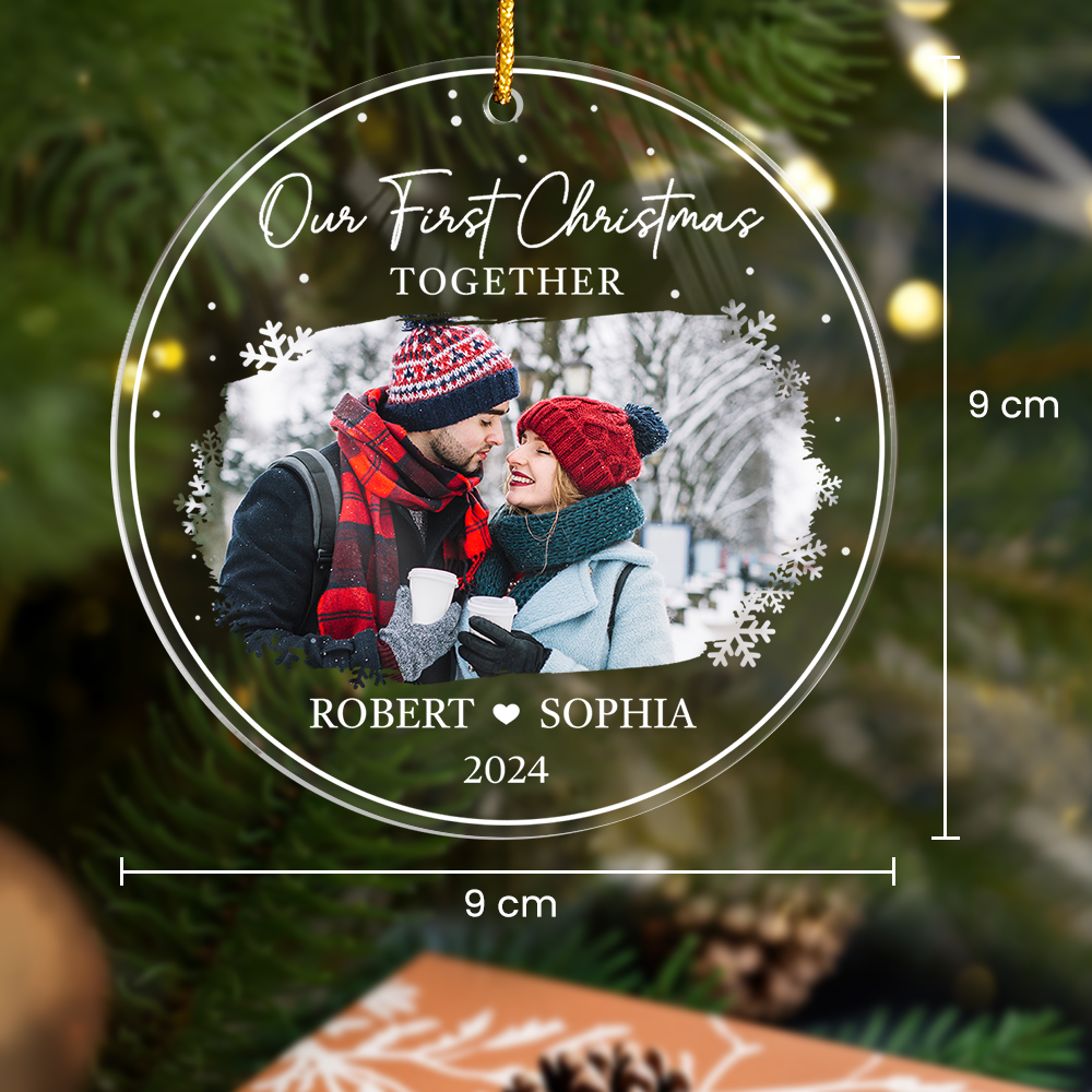 Personalized Couple Ornament - Customized Couple Photo Shaped Acrylic Ornaments, Our First Christmas Together, Gifts for Husband Wife