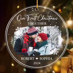 Personalized Couple Ornament - Customized Couple Photo Shaped Acrylic Ornaments, Our First Christmas Together, Gifts for Husband Wife