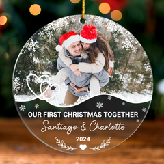 Personalized Couple Ornament - Customized Photo Shaped Acrylic Ornaments, Gifts for Husband Wife, Our First Christmas Together