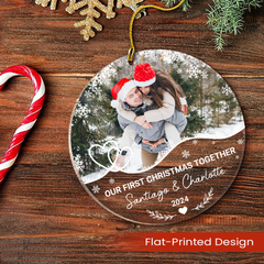 Personalized Couple Ornament - Customized Photo Shaped Acrylic Ornaments, Gifts for Husband Wife, Our First Christmas Together