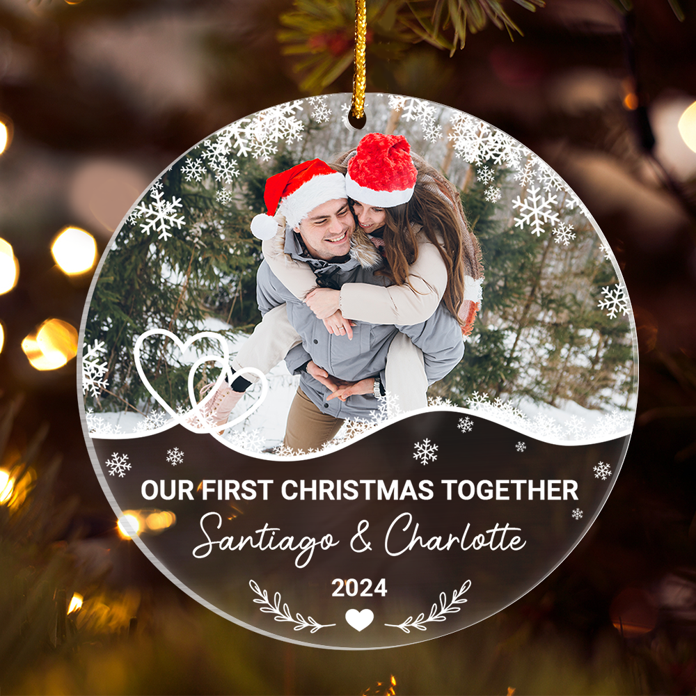 Personalized Couple Ornament - Customized Photo Shaped Acrylic Ornaments, Gifts for Husband Wife, Our First Christmas Together