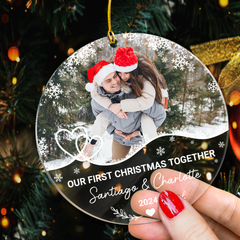 Personalized Couple Ornament - Customized Photo Shaped Acrylic Ornaments, Gifts for Husband Wife, Our First Christmas Together
