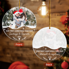 Personalized Couple Ornament - Customized Photo Shaped Acrylic Ornaments, Gifts for Husband Wife, Our First Christmas Together
