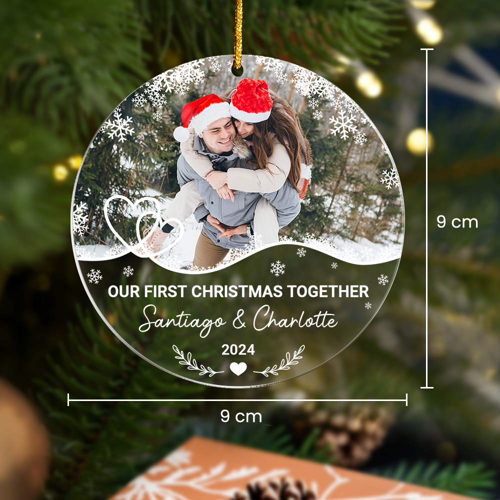Personalized Couple Ornament - Customized Photo Shaped Acrylic Ornaments, Gifts for Husband Wife, Our First Christmas Together