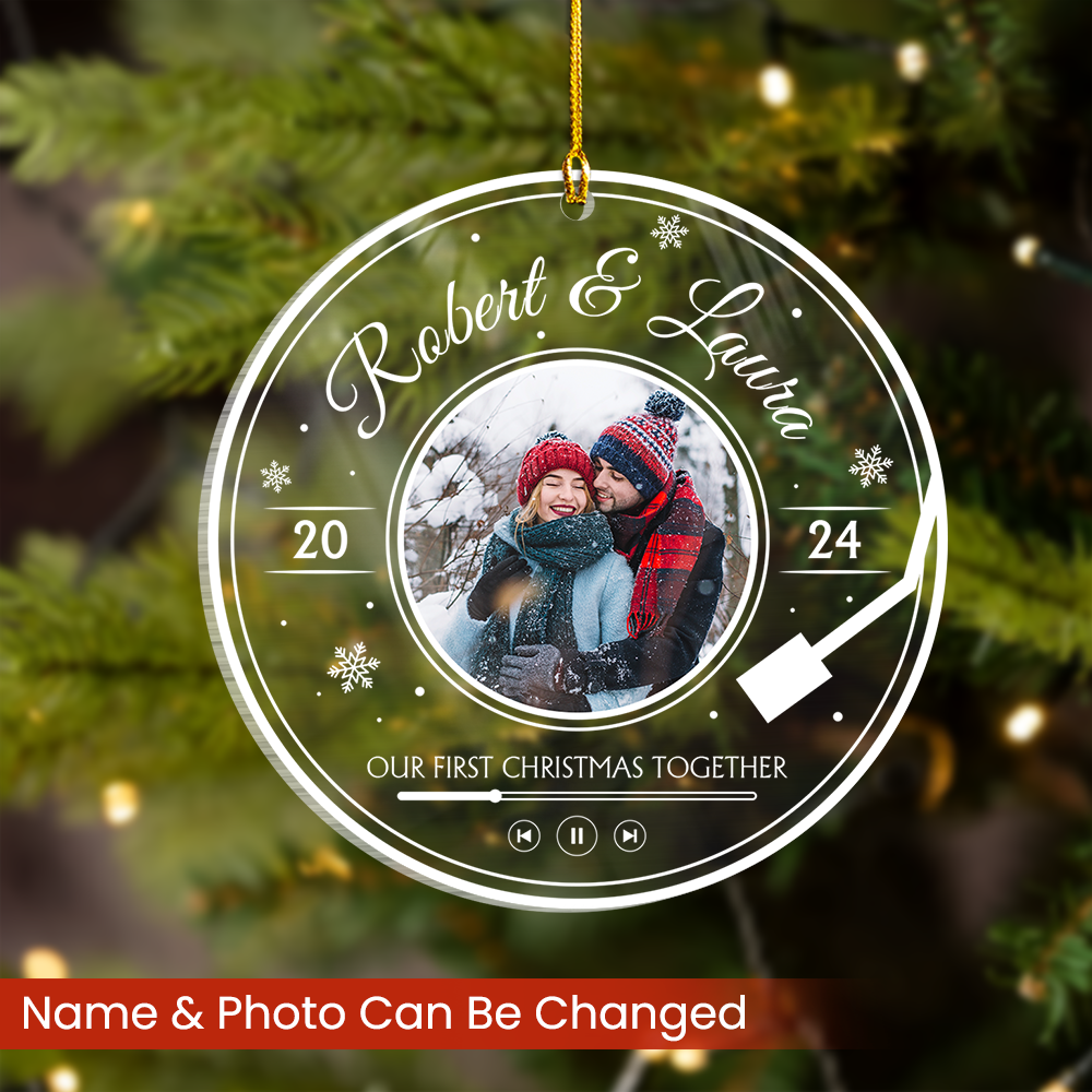 Personalized Couple Ornament - Customized Couple Photo Shaped Acrylic Ornaments, Gifts for Husband Wife, Our First Christmas
