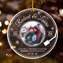 Personalized Couple Ornament - Customized Couple Photo Shaped Acrylic Ornaments, Gifts for Husband Wife, Our First Christmas