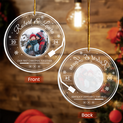 Personalized Couple Ornament - Customized Couple Photo Shaped Acrylic Ornaments, Gifts for Husband Wife, Our First Christmas