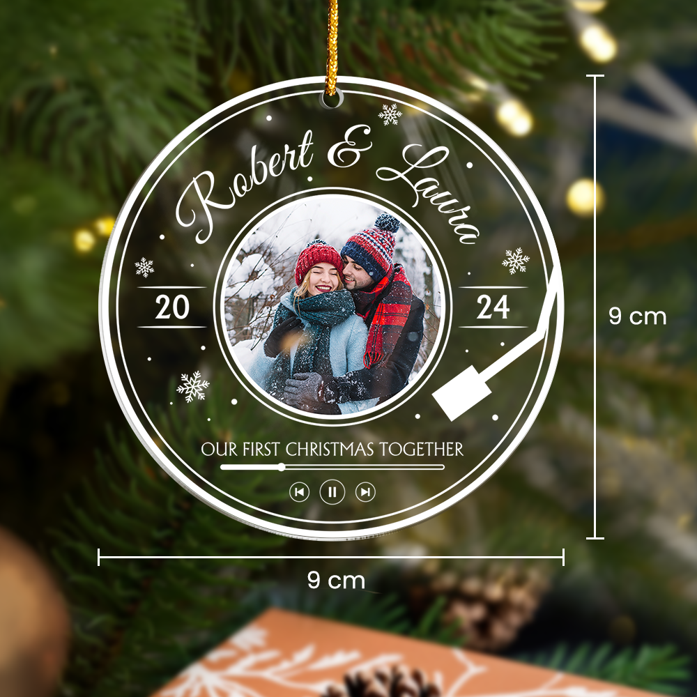 Personalized Couple Ornament - Customized Couple Photo Shaped Acrylic Ornaments, Gifts for Husband Wife, Our First Christmas