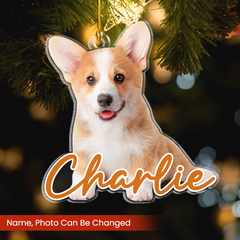 Personalized Dog Cat Photo Ornament - Customized Pet Photo Shaped Acrylic Ornaments, Acrylic Dog Cat Ornaments for Christmas Tree, Gift for Pet Lovers