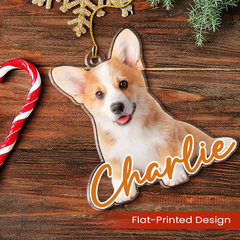 Personalized Dog Cat Photo Ornament - Customized Pet Photo Shaped Acrylic Ornaments, Acrylic Dog Cat Ornaments for Christmas Tree, Gift for Pet Lovers